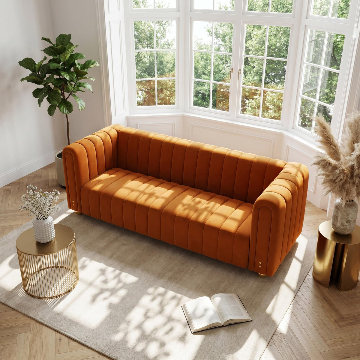81" Velvet Sofa for 3 Person L7943