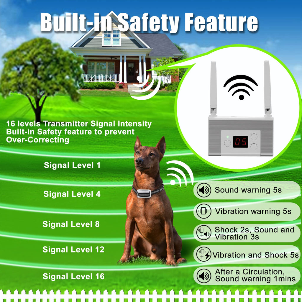 Electric Wireless Dog Fence System with Waterproof Rechargeable Collar Y395034