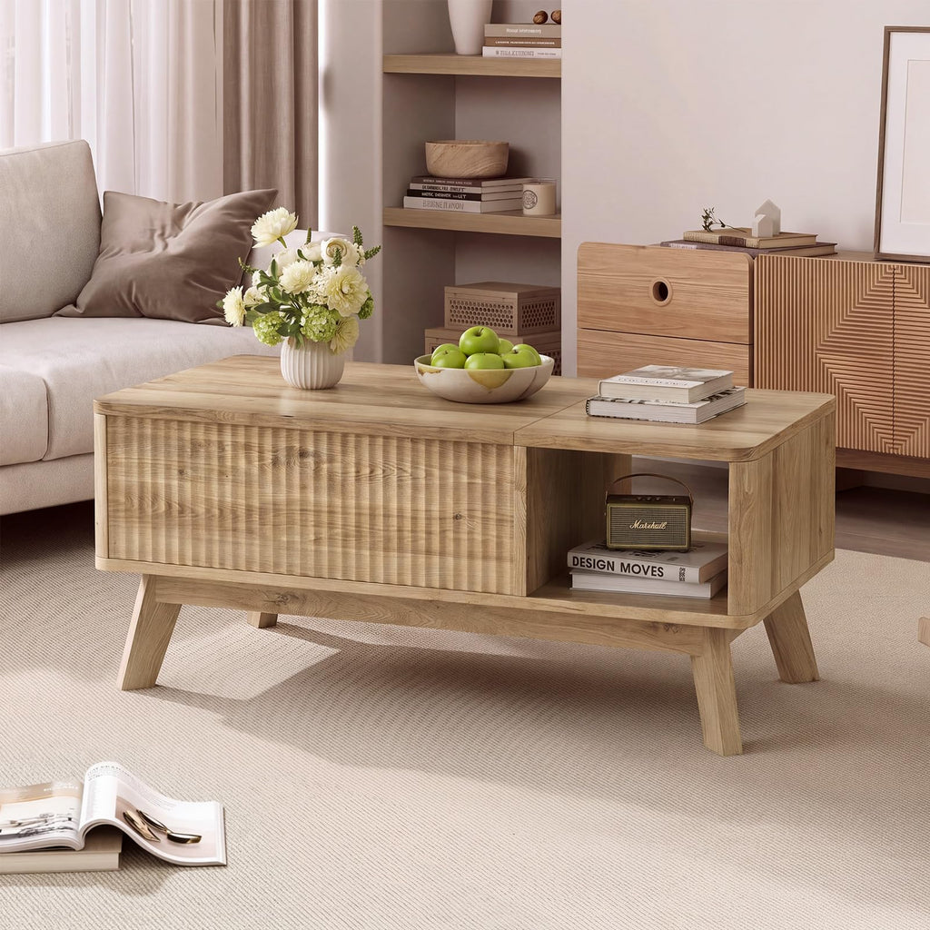 Lift Top Fluted Hidden Storage Coffee Table L9622