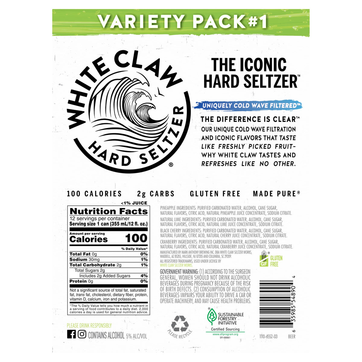 Hard Seltzer Variety Pack 12pk 12 Fl Oz Cans Y3077