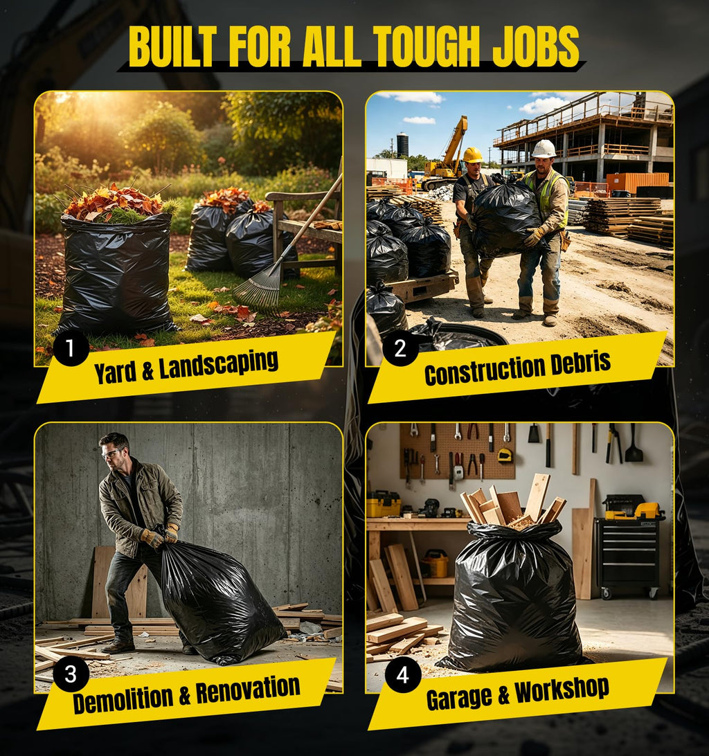 55 Gallon Heavy Duty 2 Mil Black Garbage Bags N17168