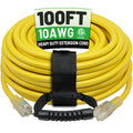 100 Ft 10AWG Outdoor Extension Cord Waterproof Heavy Duty, Black Y9852