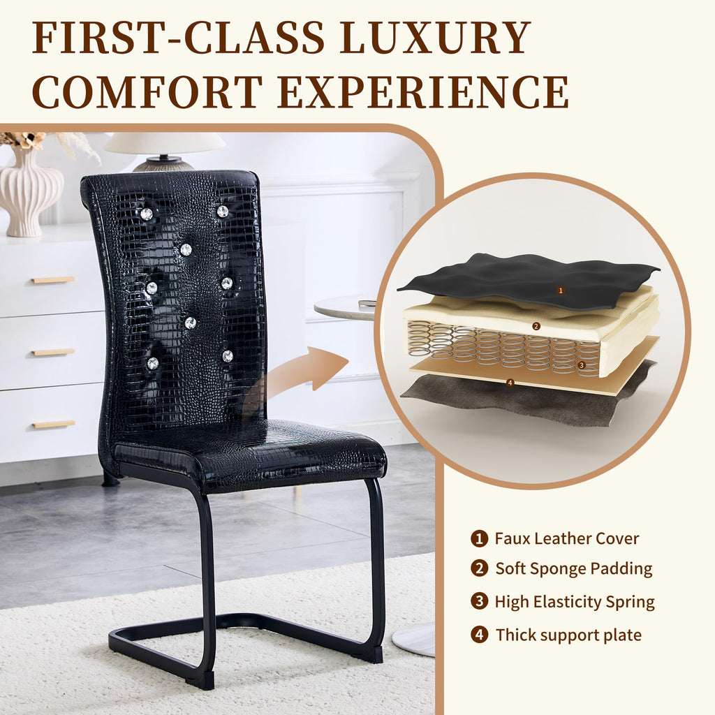 PU Leather Dining Chairs Set of 2 Upholstered High Back J67553