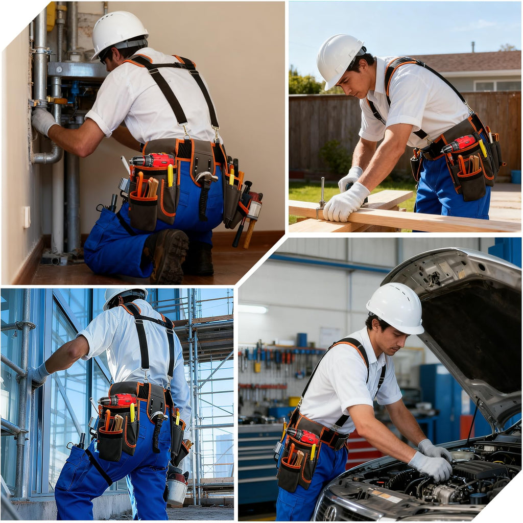 Heavy-Duty Adjustable Tool Belt with Magnetic Tool Kit W3146