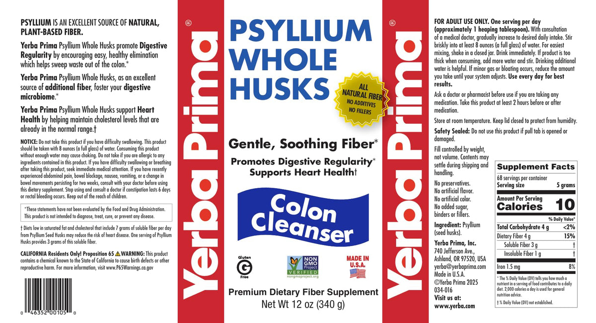 Psyllium Whole Husks Colon Cleanser 12 Ounce Pack Of 3 W989