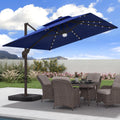 9x9 FT Cantilever Offset Patio Umbrella with Lights & Base O612955