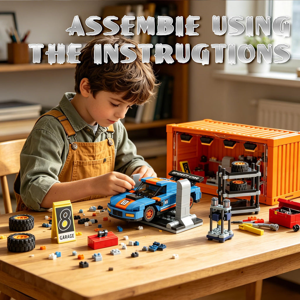 Racing Car Building Toy Set with Container Box V786529