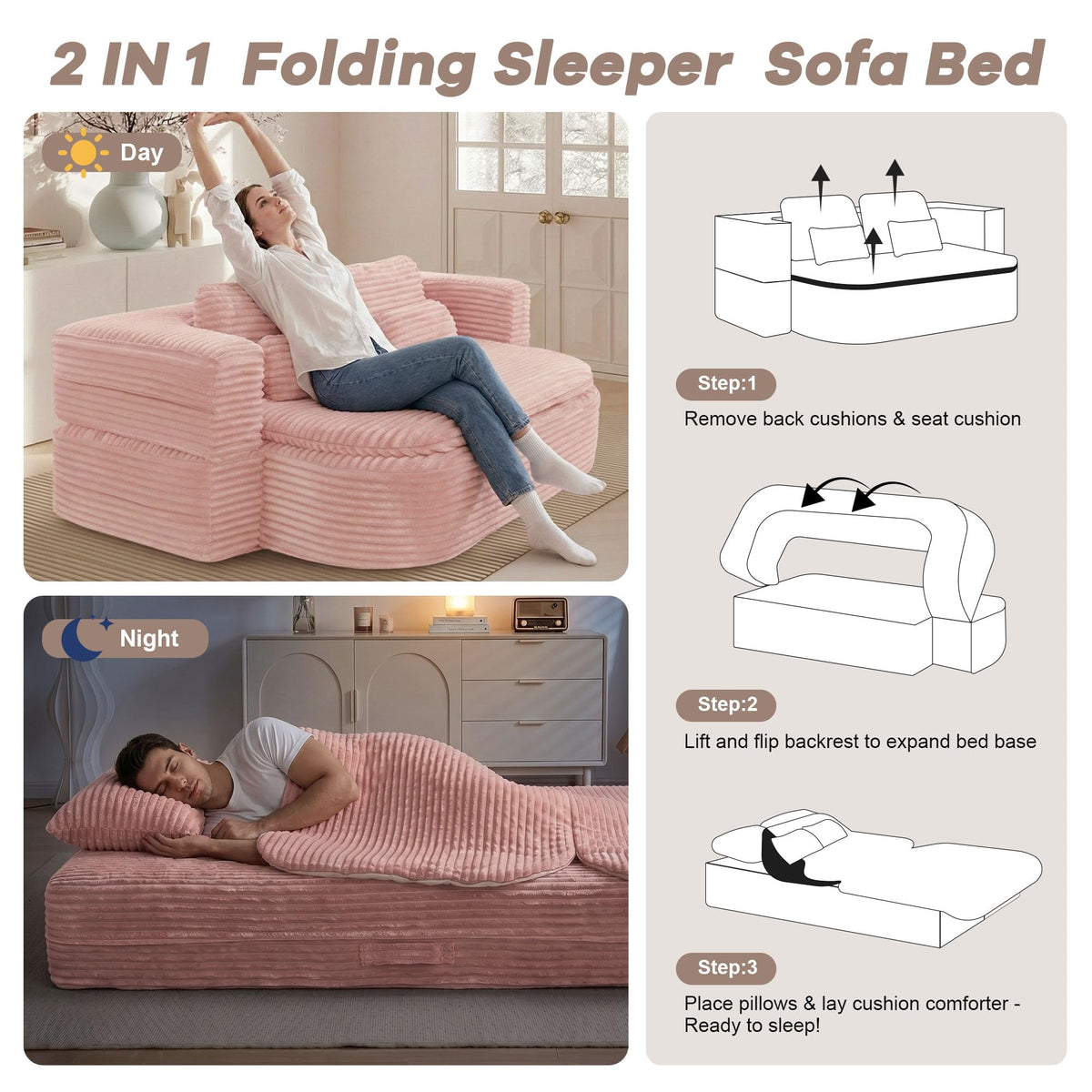 75'' Folding Sleeper Sofa Bed E2434