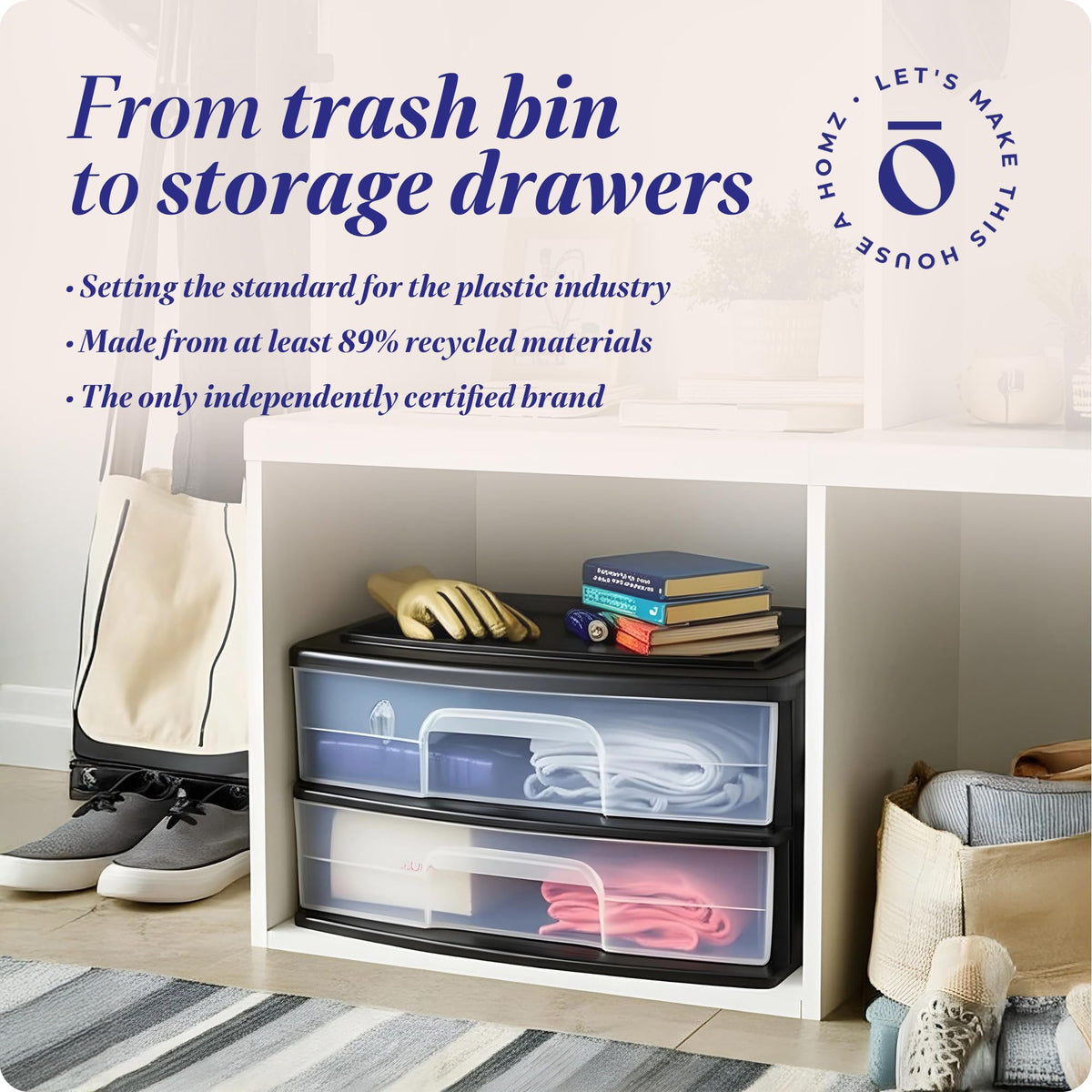 2-Tier Black Storage Drawer Tower, 2 Pack Y3467