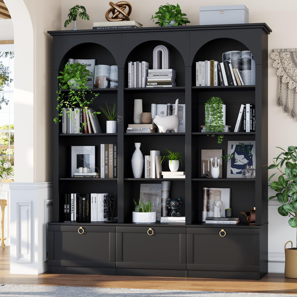 71" Tall 5-Tier Bookcase with Doors F133