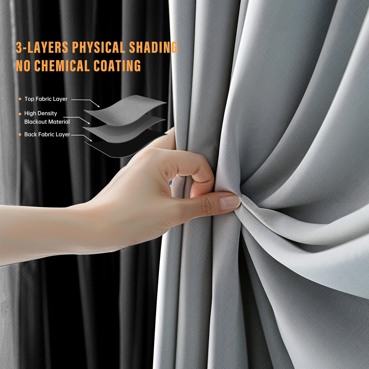 Blackout Room Divider Curtains with Ceiling Tracks Set H566