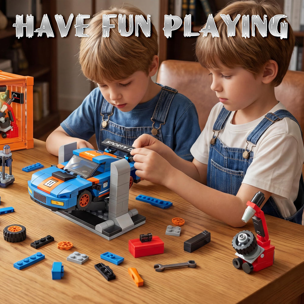Racing Car Building Toy Set with Container Box V786529