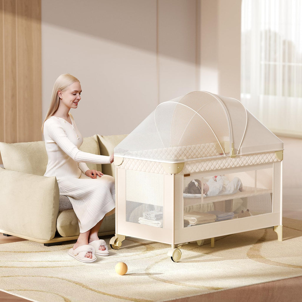 Baby Bassinet, Pack and Play, Bedside Crib Sleeper, Diaper Changer N80373