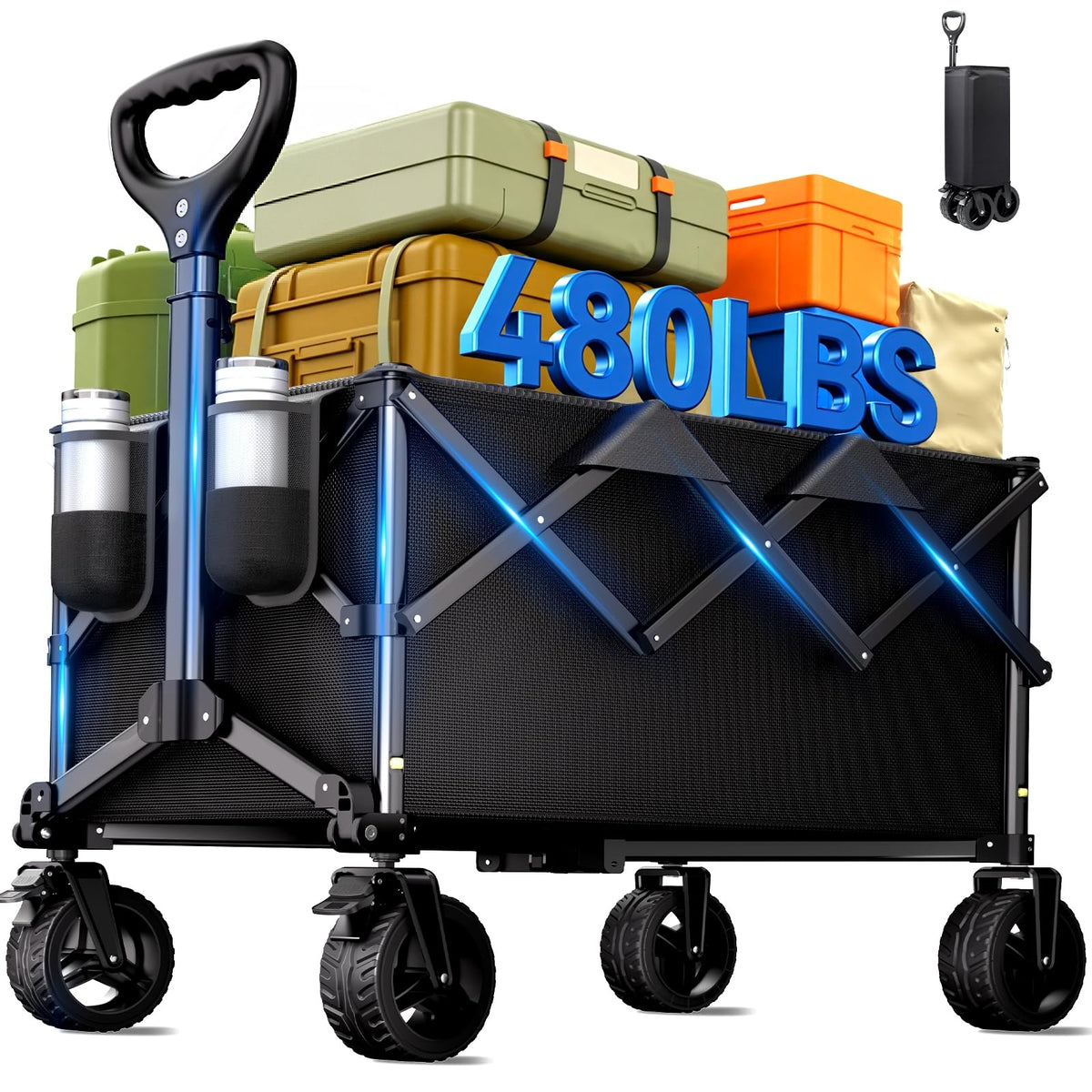 Collapsible Heavy Duty Wagon Cart with All-Terrain Wheels M87337