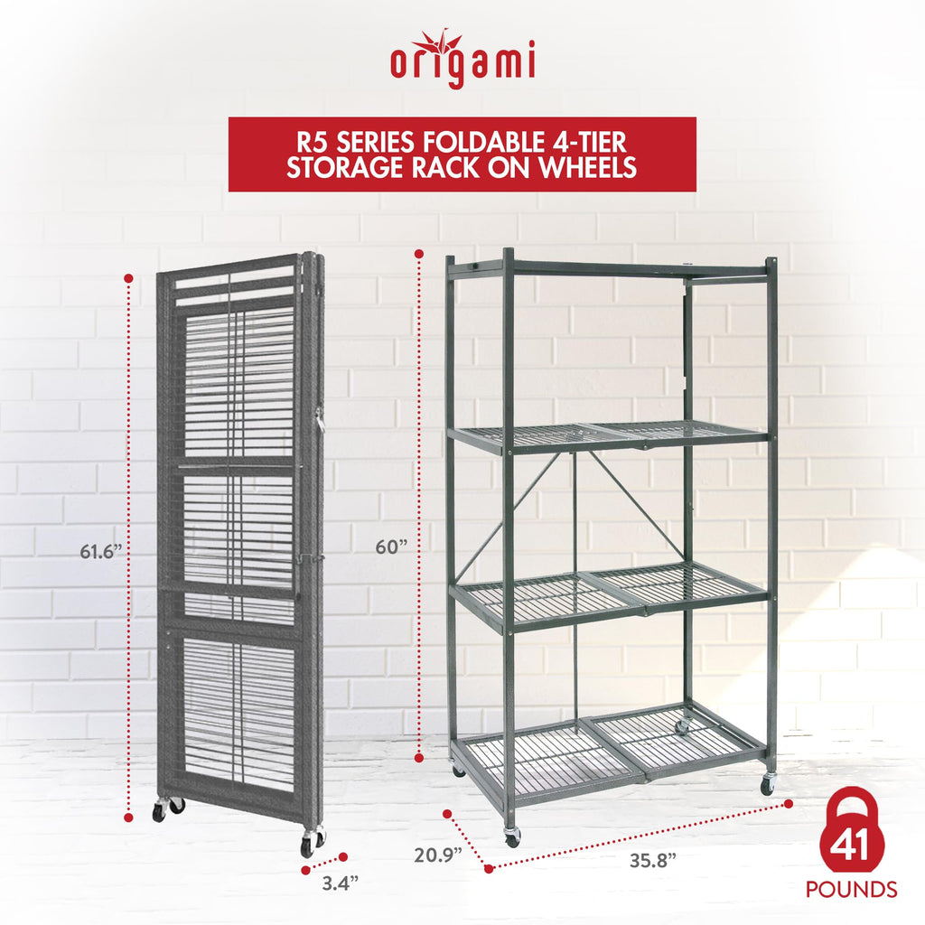 Foldable 4-Tier Heavy-Duty Steel Storage Rack T5330