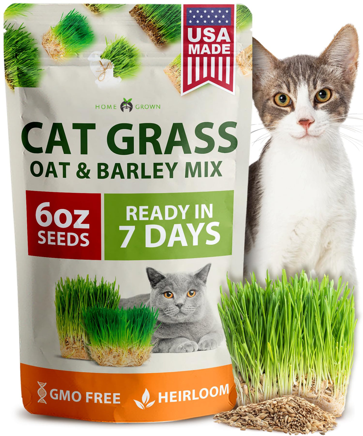 6 oz Heirloom Barley & Oat Cat Grass Seeds A393