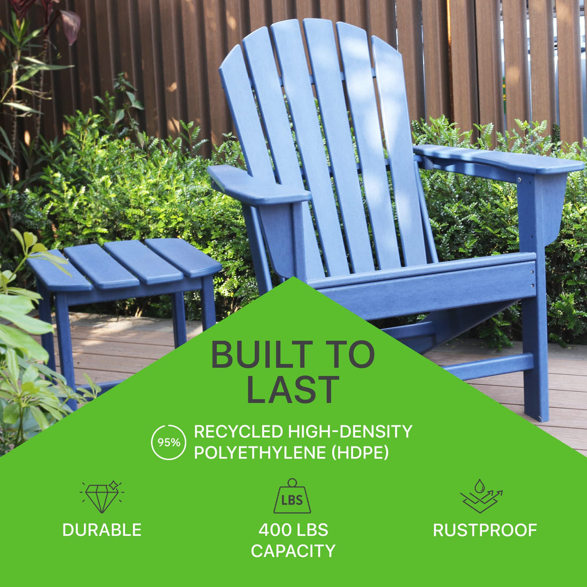 Plastic Weather Resistant Patio Adirondack Chair D6571