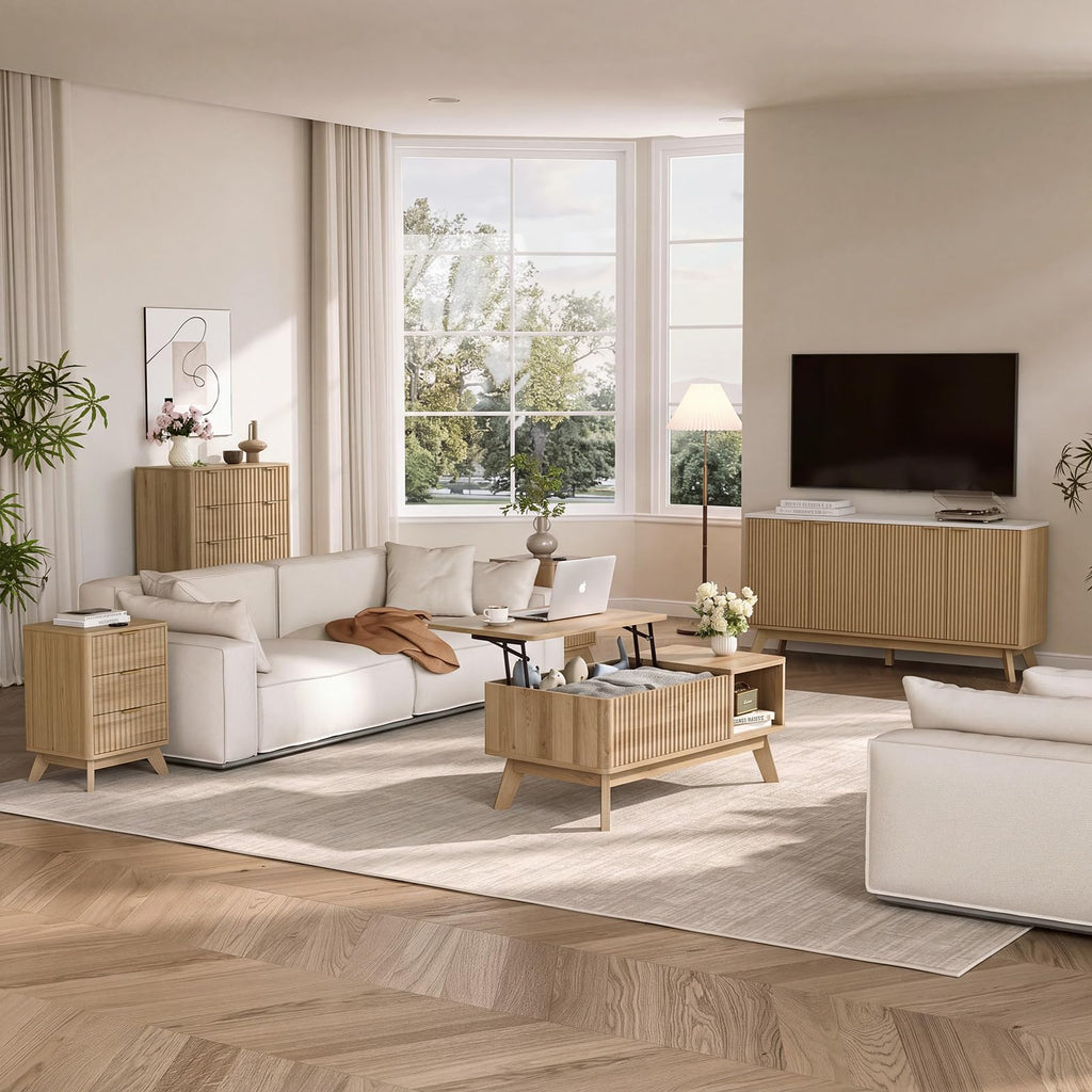 Lift Top Fluted Hidden Storage Coffee Table L9622