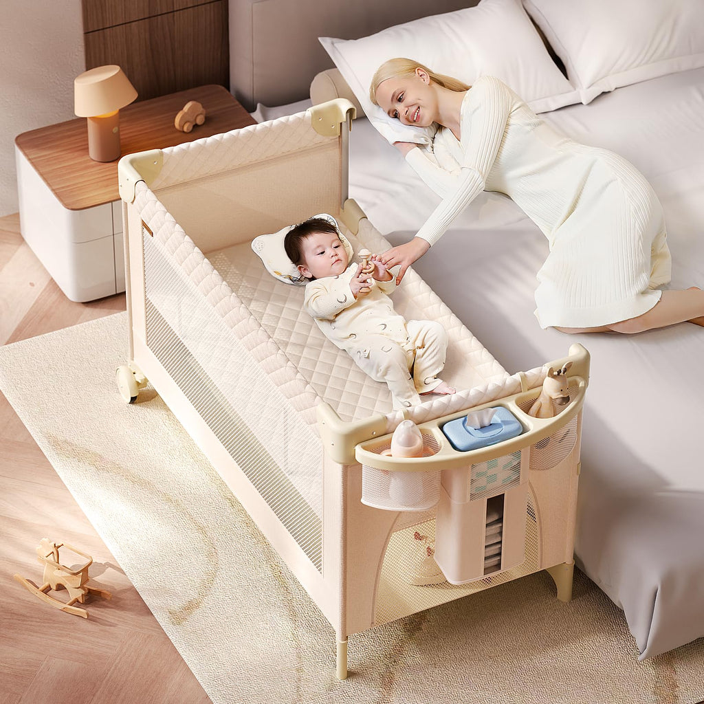 Baby Bassinet, Pack and Play, Bedside Crib Sleeper, Diaper Changer N80373