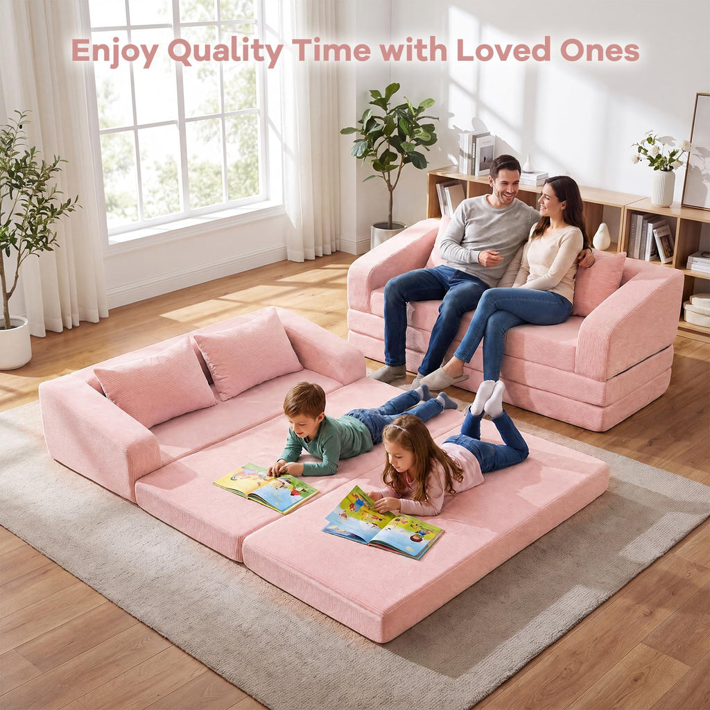 61" Pink Convertible Futon Sofa Bed F34655