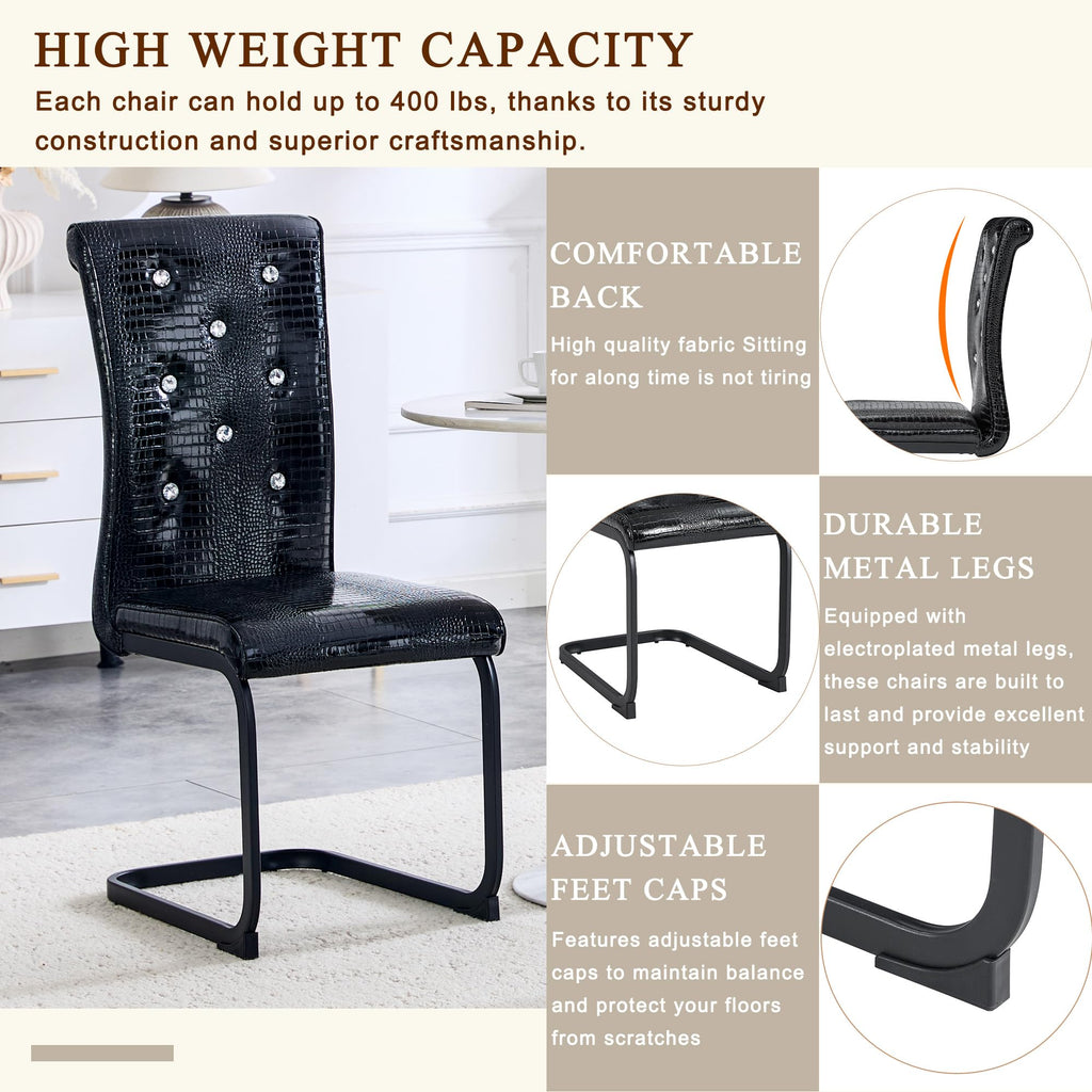 PU Leather Dining Chairs Set of 2 Upholstered High Back J67553