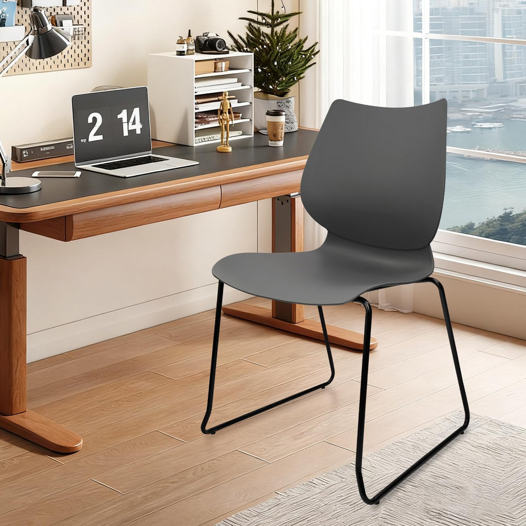 Grey Stacking Chairs with Metal Legs Set of 4 E314405