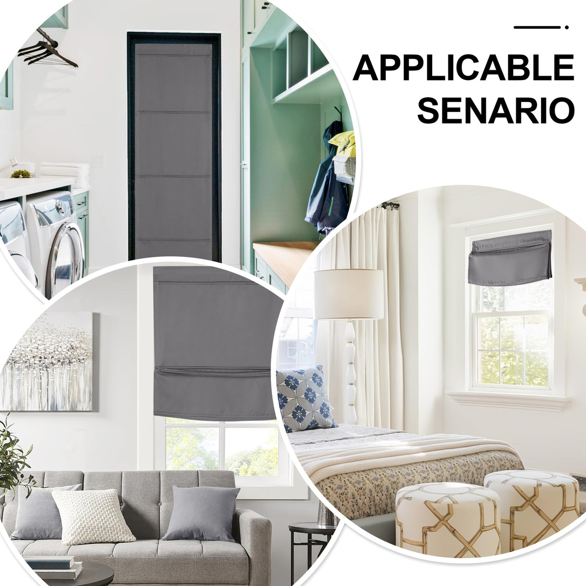 Magnetic Roman Shade Blackout Door Curtain E418