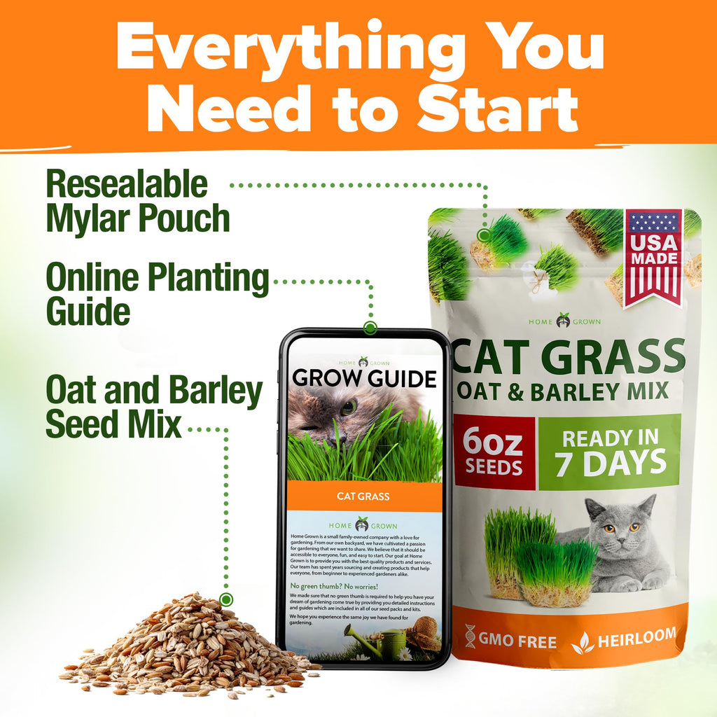 6 oz Heirloom Barley & Oat Cat Grass Seeds A393