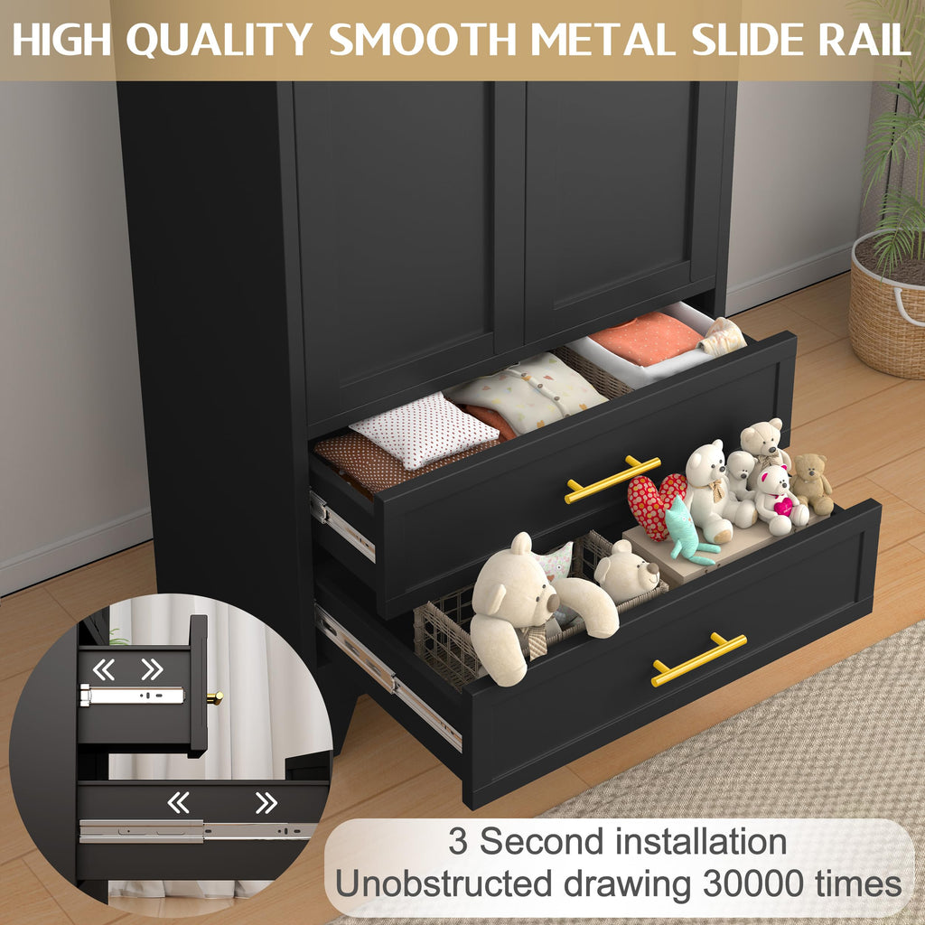 Metal Wardrobe Cabinet with 2 Drawers E7240