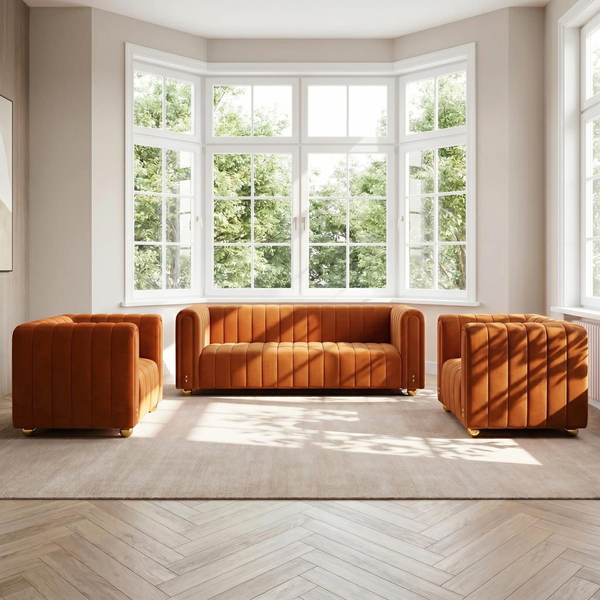 81" Velvet Sofa for 3 Person L7943