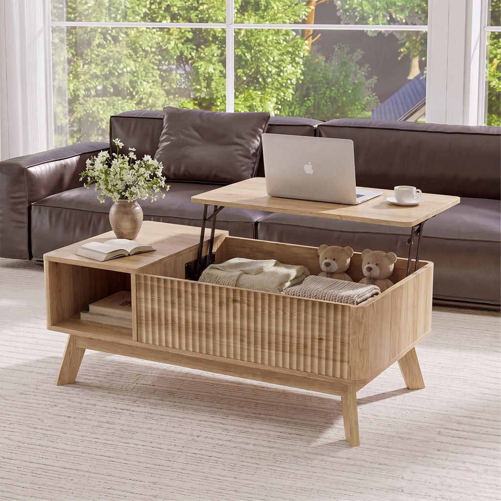 Lift Top Fluted Hidden Storage Coffee Table L9622