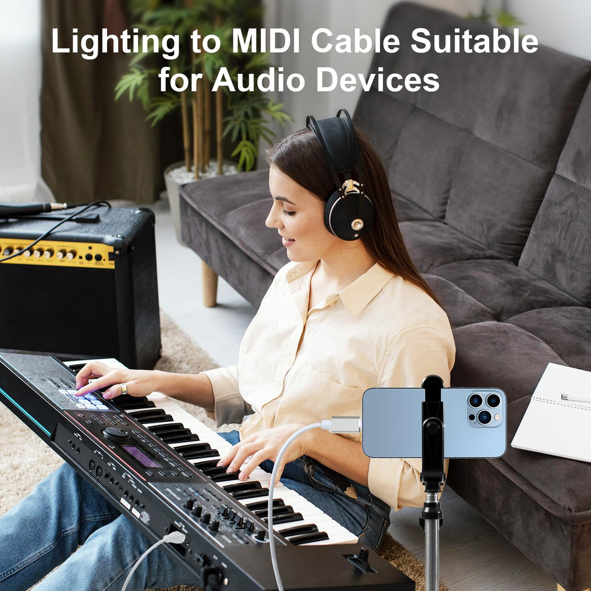 Lightning to MIDI Cable, 6.6FT Type B OTG M45122