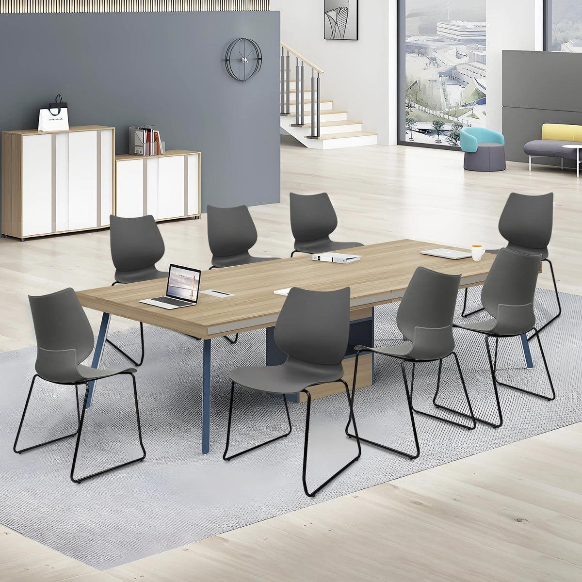 Grey Stacking Chairs with Metal Legs Set of 4 E314405