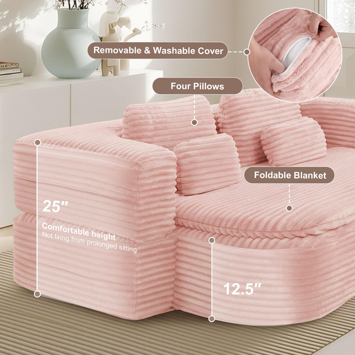 75'' Folding Sleeper Sofa Bed E2434