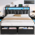 Queen Bed Frame with Storage Headboard and 2 Drawers Q41489