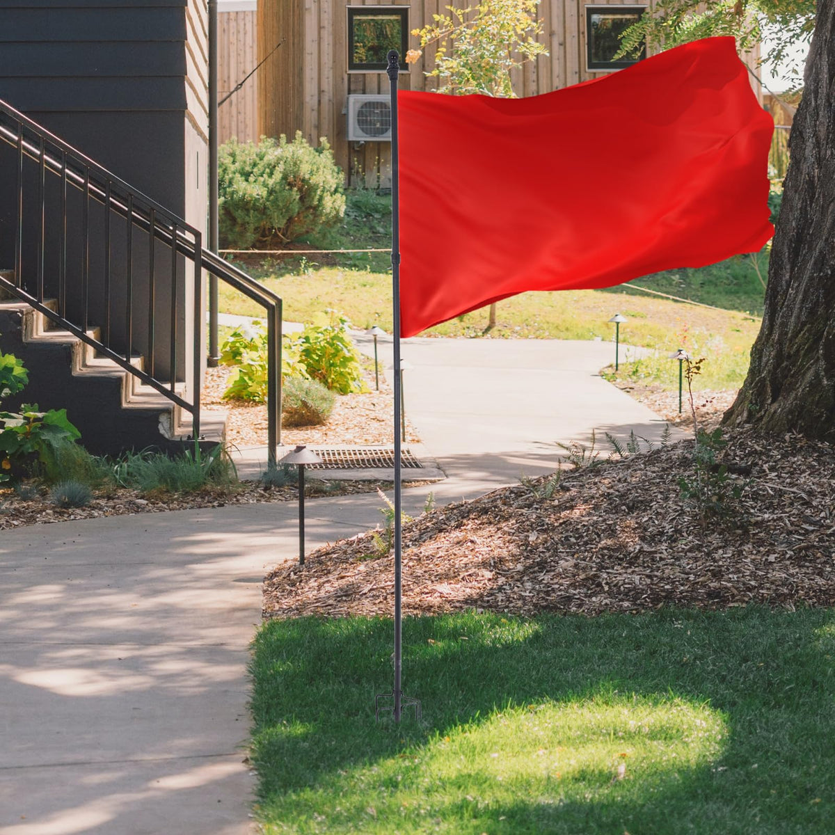 Stainless Steel In Ground Flag Pole with 5 Prongs Base B139