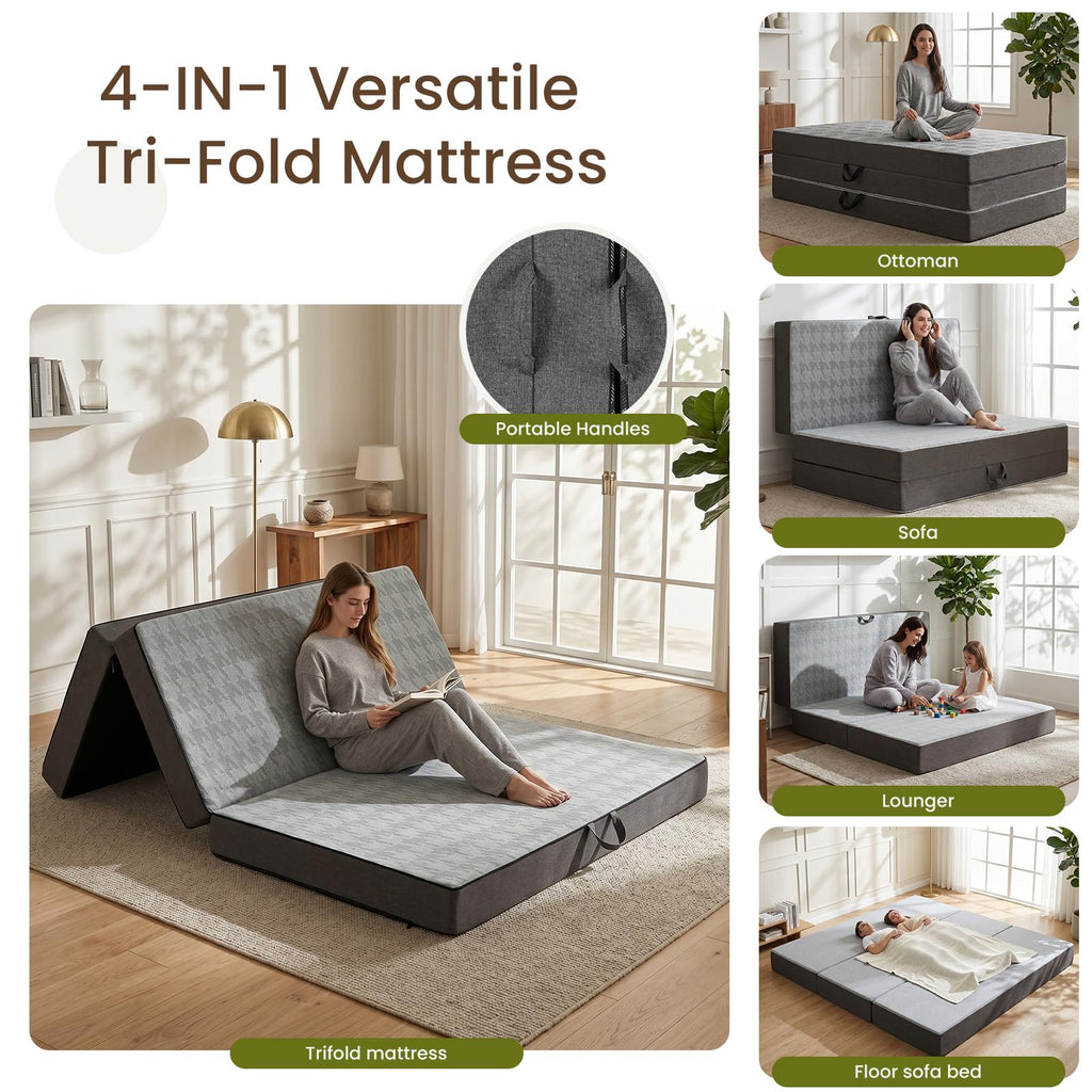 6" Trifold Full Size Memory Foam Mattress K137