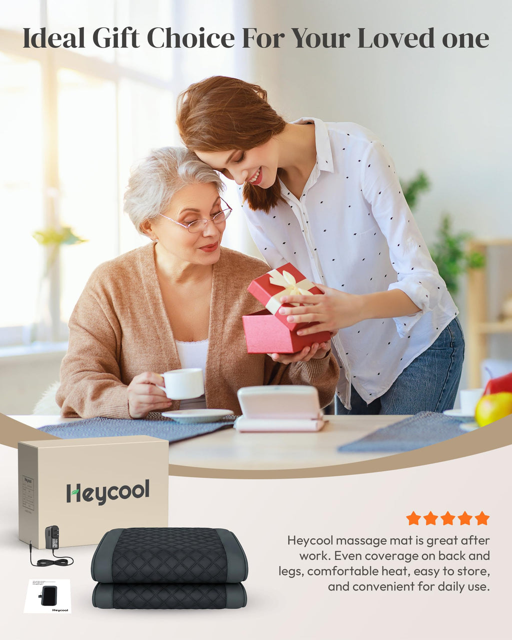 Full Body Massage Mat with Heat, 10-Motor Vibration Massage Pad, Foldable Memory Foam C15455