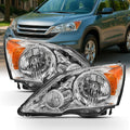 2007-11 Honda CR-V Headlight Assembly Chrome Housing Clear Lens Full Set C267