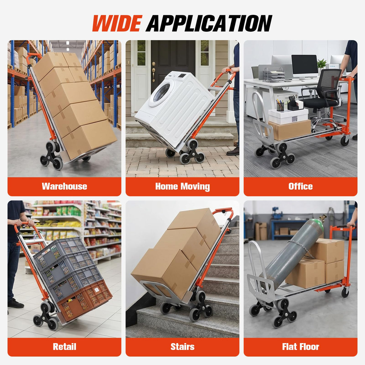 4-in-1 Convertible Stair Climbing Hand Truck, 1000LBS Heavy Duty Folding Aluminum Dolly Cart with Wheels & Handle T8989