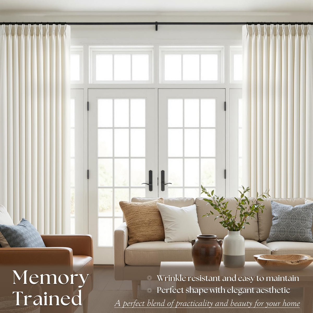 70 Inch Pinch Pleated Semi Sheer Curtains Q5660