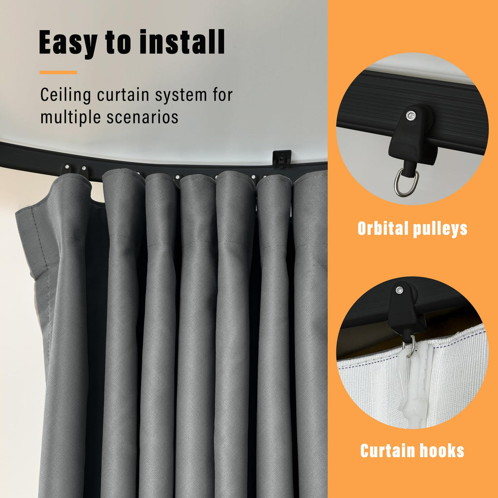 Blackout Room Divider Curtains with Ceiling Tracks Set H566