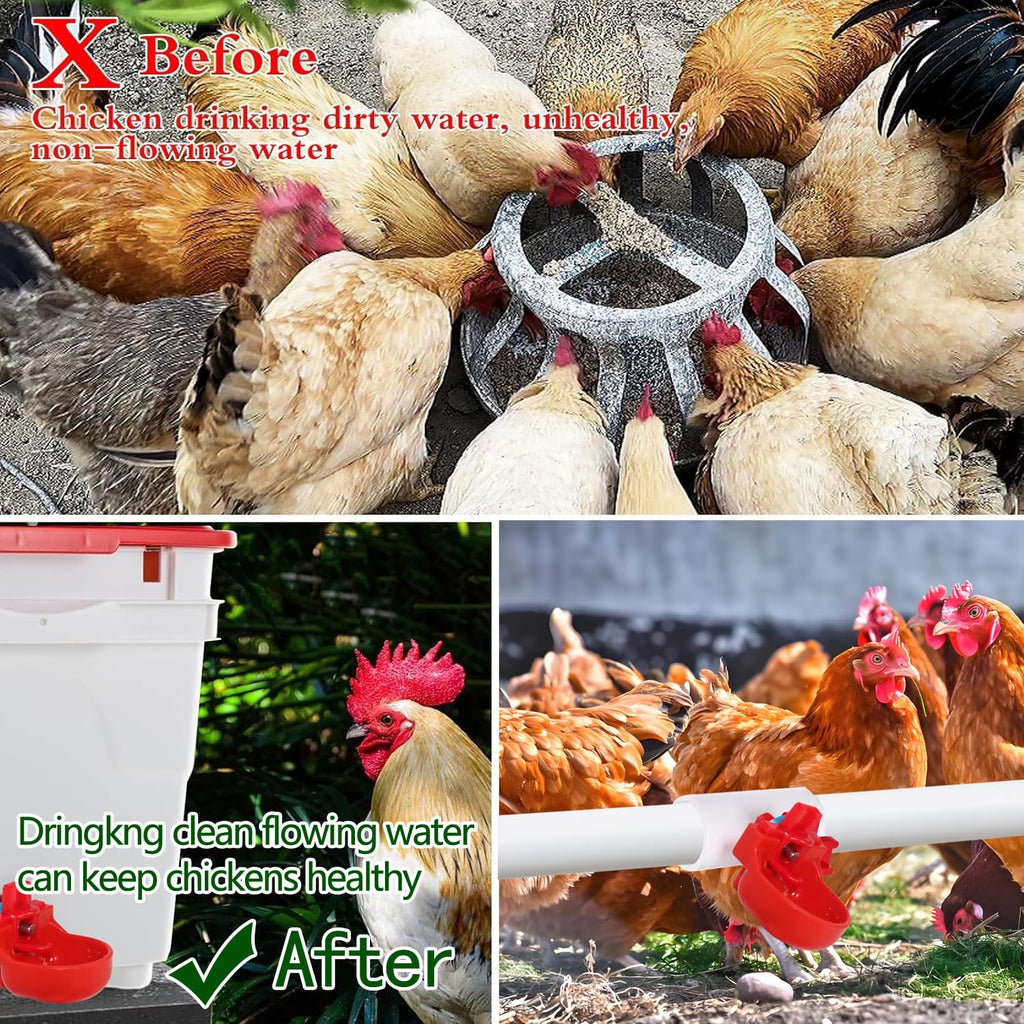 12-Pack Automatic Chicken Water Nipples with Cups S2152