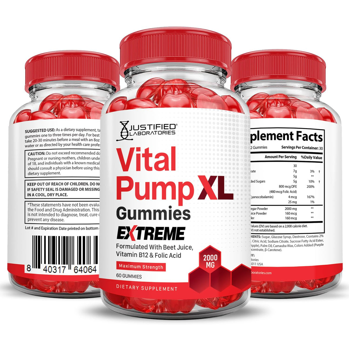 2000MG Beet Juice ACV Pomegranate B12 Vegan Non GMO Gummies H342