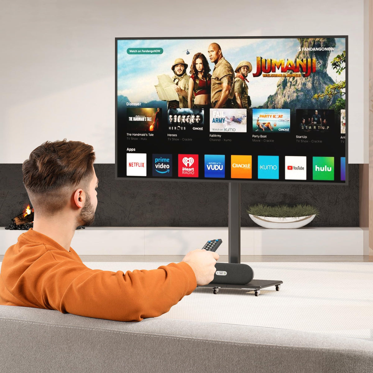 Tall Floor TV Stand for 32-75" TV with Wheels P734