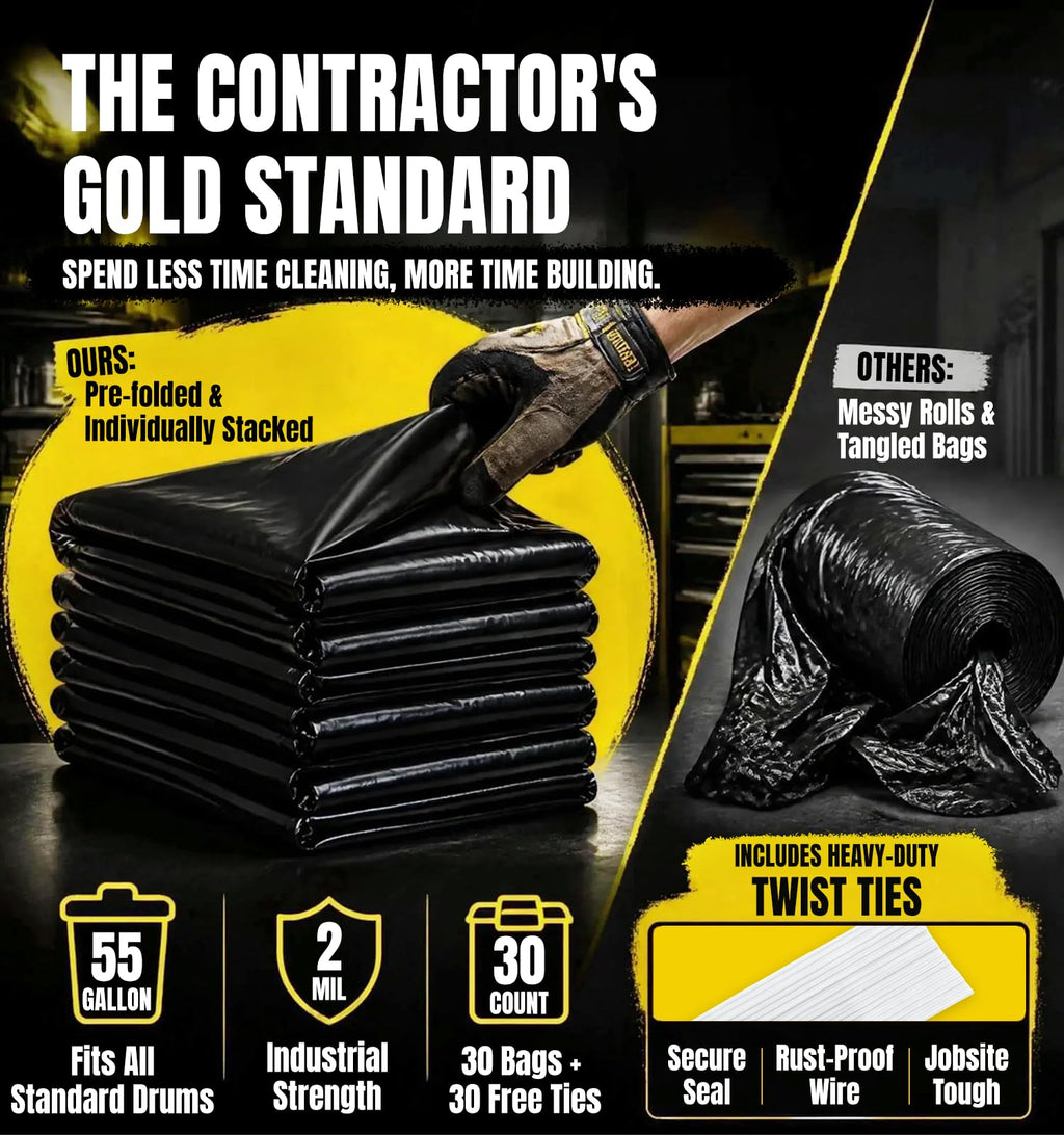 55 Gallon Heavy Duty 2 Mil Black Garbage Bags N17168
