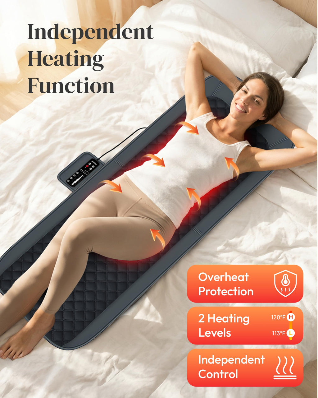 Full Body Massage Mat with Heat, 10-Motor Vibration Massage Pad, Foldable Memory Foam C15455