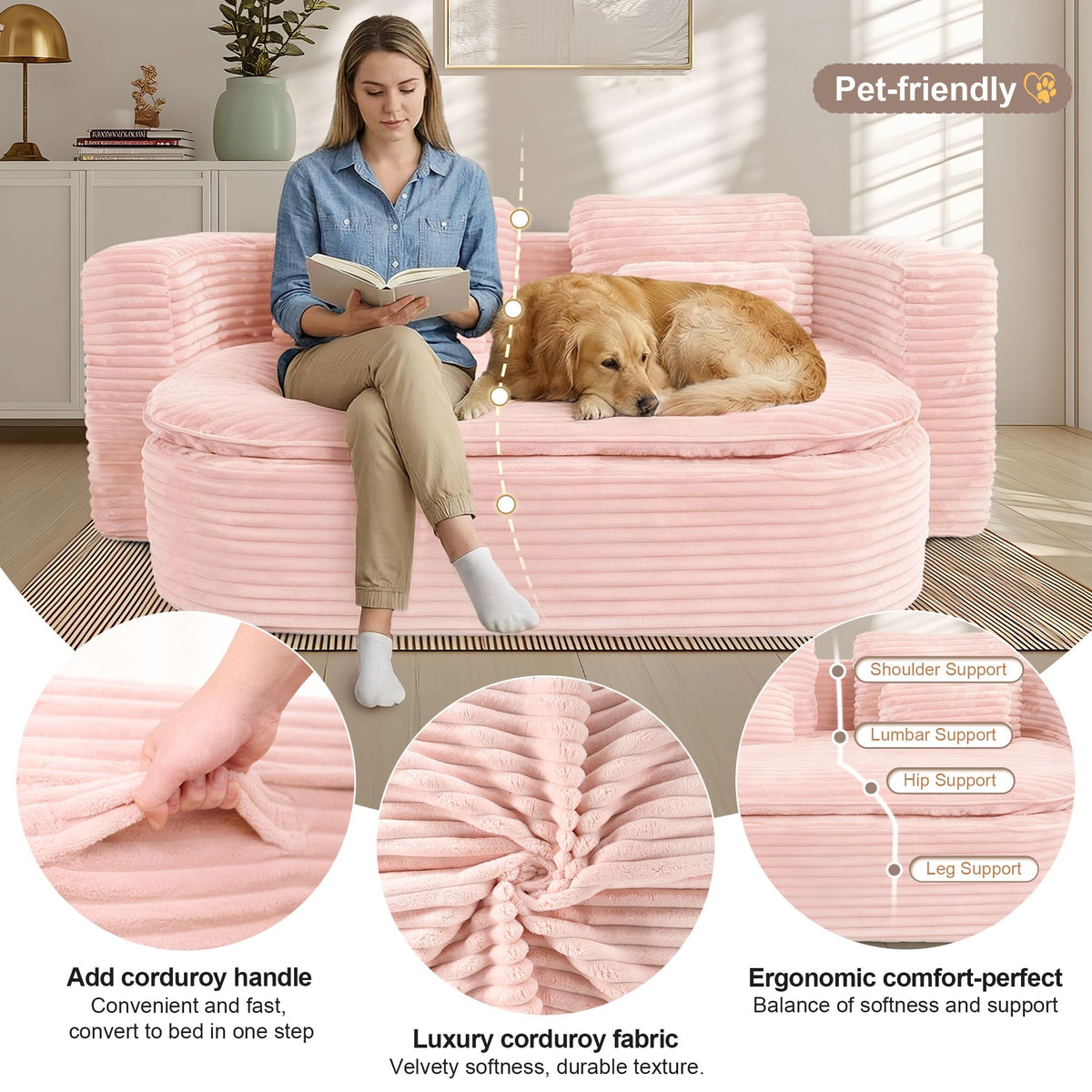 75'' Folding Sleeper Sofa Bed E2434
