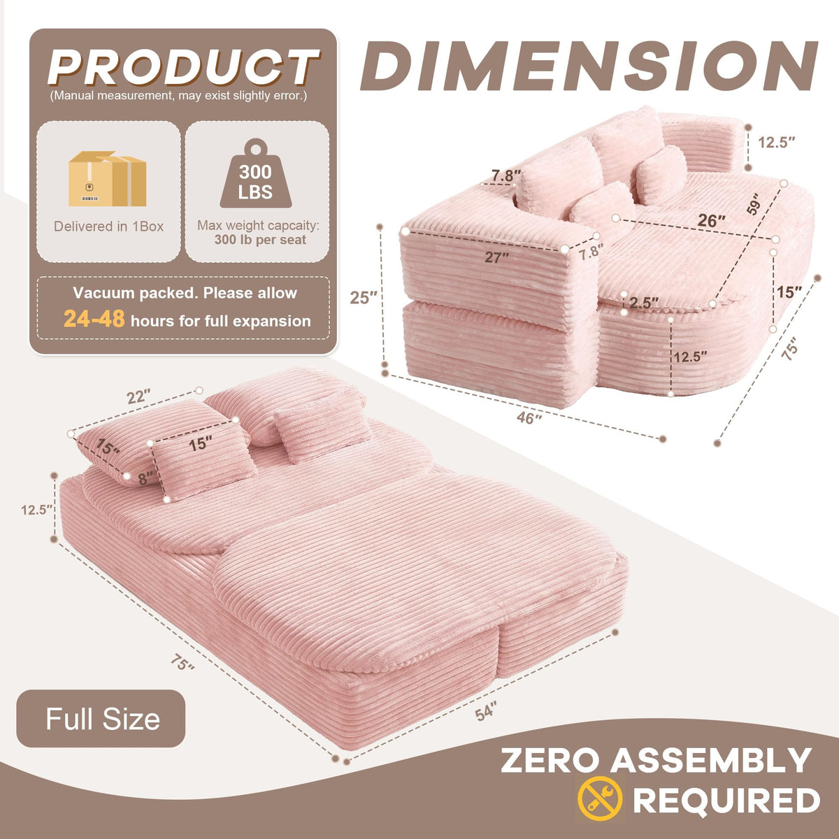 75'' Folding Sleeper Sofa Bed E2434