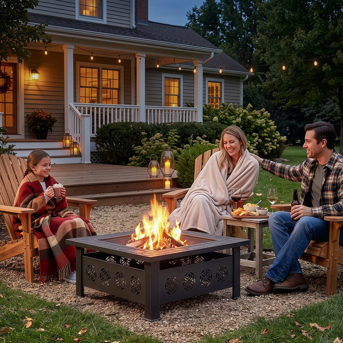 32 Inch Square Wood Burning Fire Pit Table J210